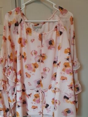 The Pioneer Woman Floral Ruffle Tunic - Pink & Orange